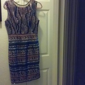 A-Line Sequin Lace Mesh Dress